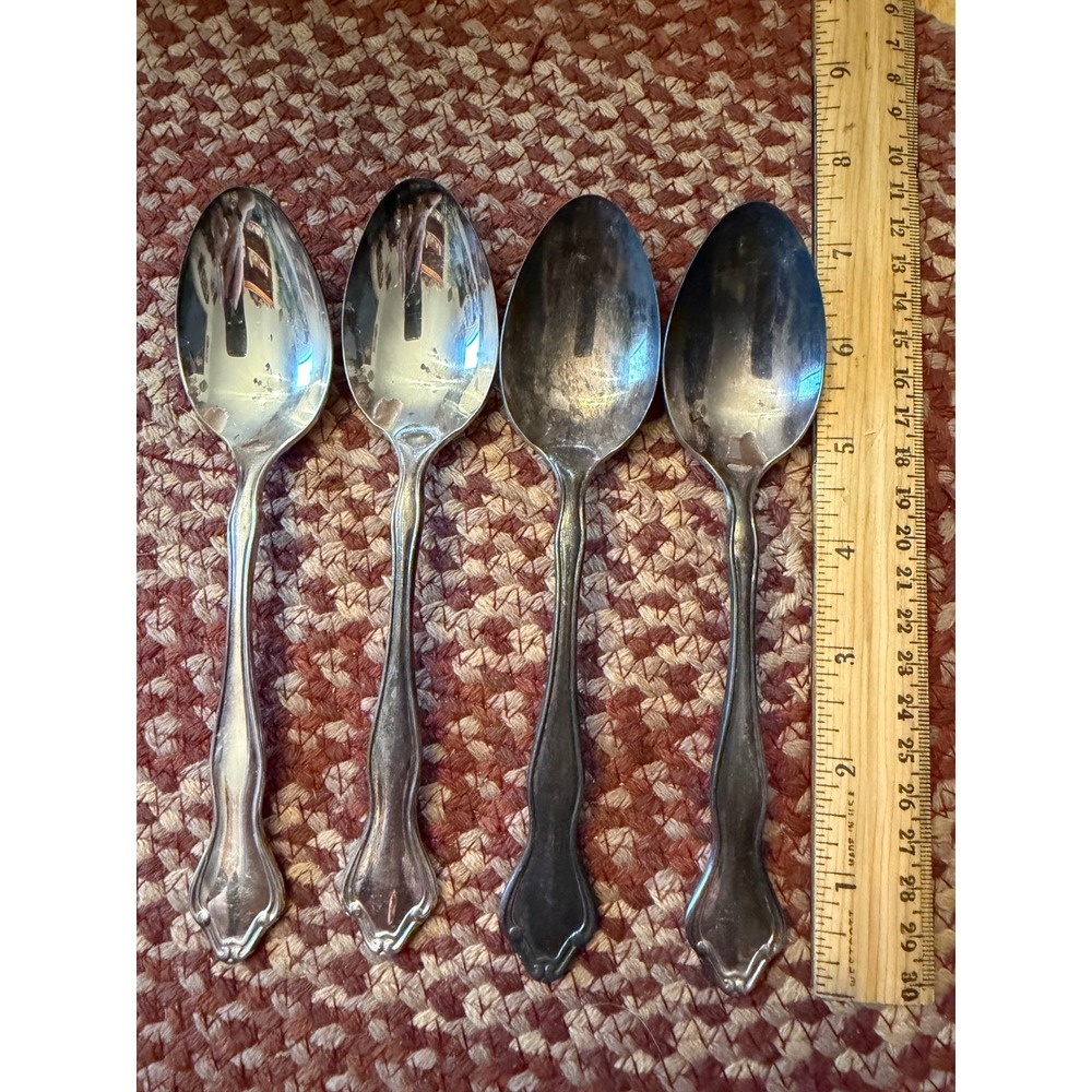 Reed & Barton Soup Spoons Set of 4 Silver Silverplate Good Vintage Flatware